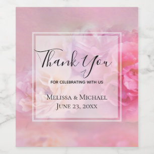Pretty Pink Carnations Stylish Photo Thank You Wine Label