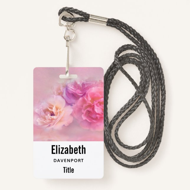 Pretty Pink Carnations Stylish Photography ID Badge (Front with Lanyard)