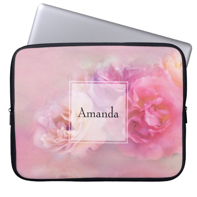 Pretty Pink Carnations Stylish Photography Laptop Sleeve (Front)