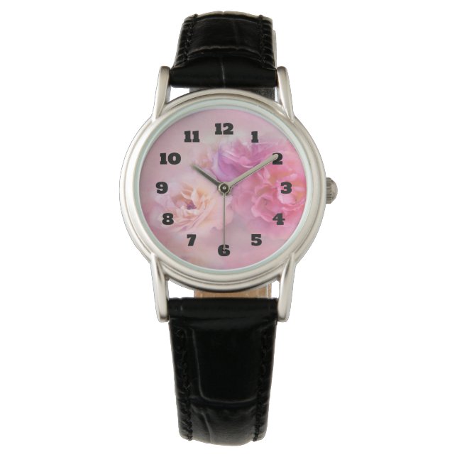 Pretty Pink Carnations Stylish Photography Watch (Front)