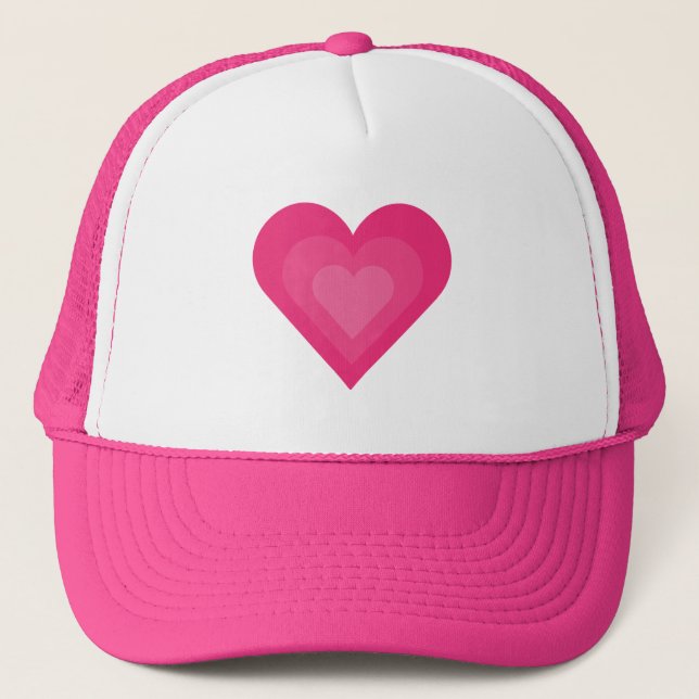 Pretty pink cartoon hearts baseball cap (Front)