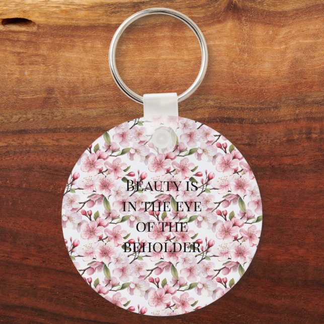 Pretty Pink Cherry Blossom Flowers Key Ring (Front)