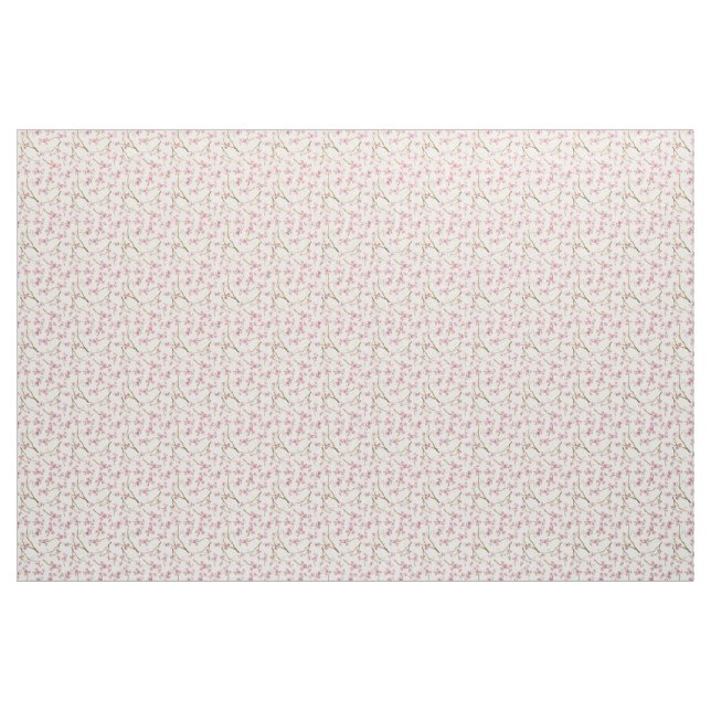 Pretty Pink Cherry Blossom Watercolor Pattern Fabric (Yard)
