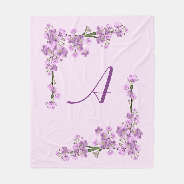 Pretty Pink Cherry Blossoms  Fleece Blanket (Front)