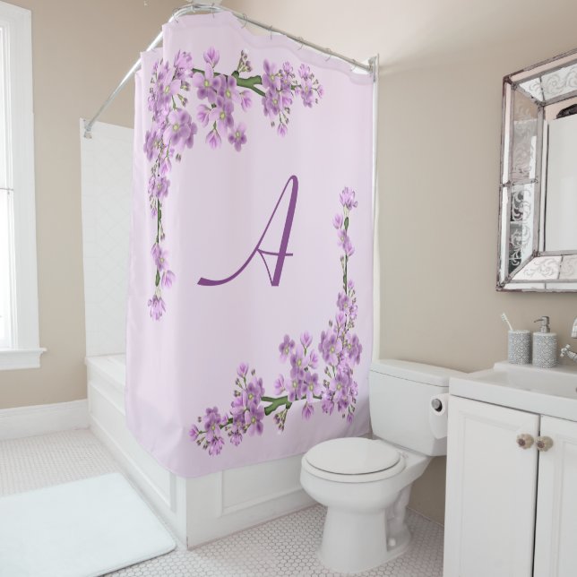 Pretty Pink Cherry Blossoms Shower Curtain (In Situ)