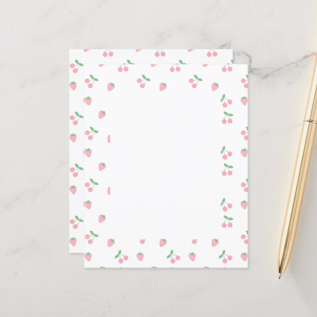 Pretty Pink Cherry Strawberry Fruit Pattern  (Front/Back In Situ)
