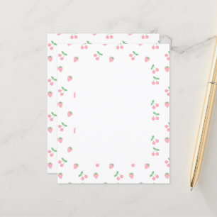 Pretty Pink Cherry Strawberry Fruit Pattern 