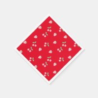 Pretty Pink Cherry Strawberry Fruit Pattern Red