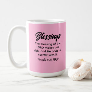 Pretty Pink Christian Faith Blessings Bible Verse Coffee Mug