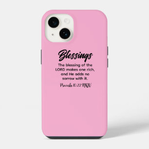 Pretty Pink Christian Faith Blessings Bible Verse iPhone 14 Case