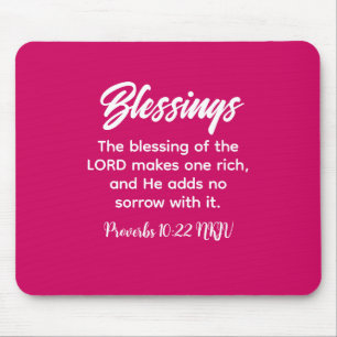 Pretty Pink Christian Faith Blessings Bible Verse Mouse Pad