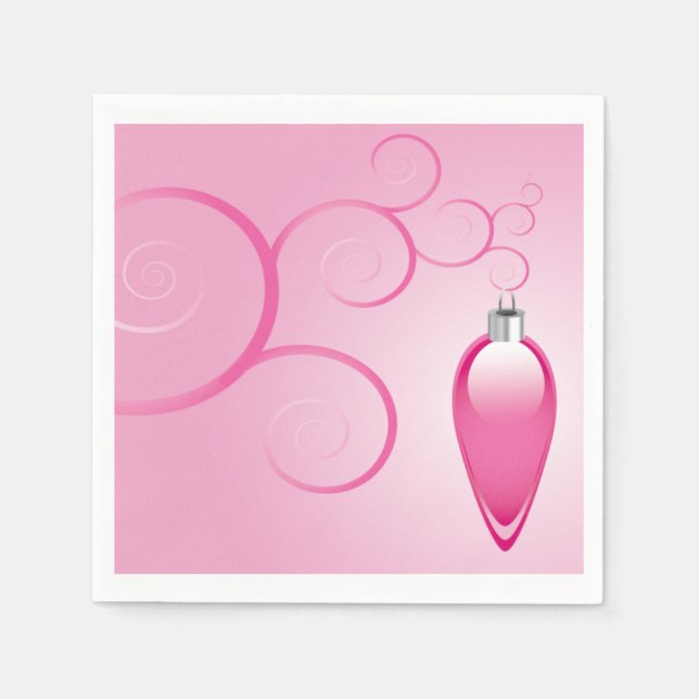 Pretty Pink Christmas Ornament Holiday Design Napkin (Front)