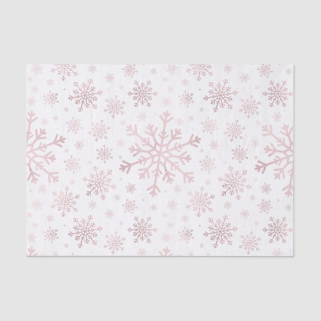 Pretty Pink Christmas Snowflakes on Winter White   Tissue Paper (Front)