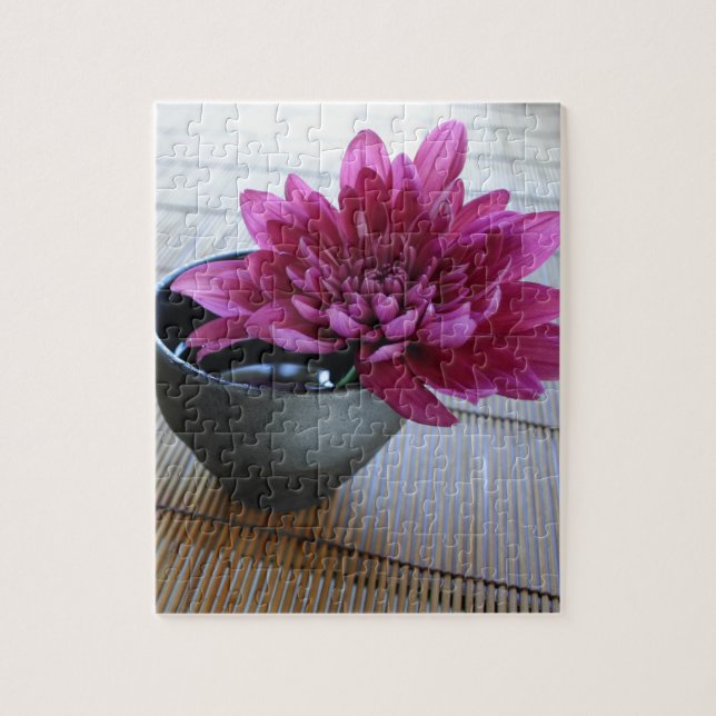Pretty pink chrysanthemum in zen style jigsaw puzzle (Vertical)