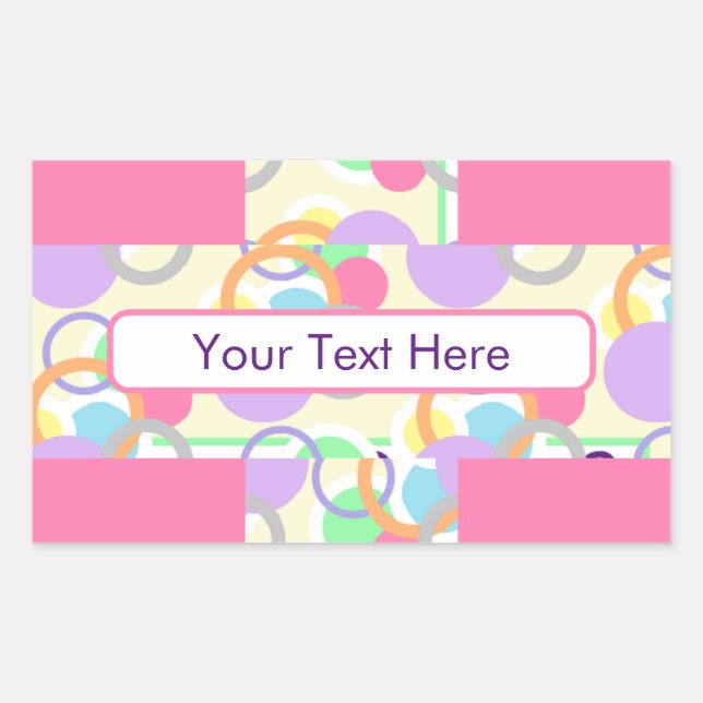 Pretty Pink Circle Bubble Cute Patterned Rectangular Sticker (Front)