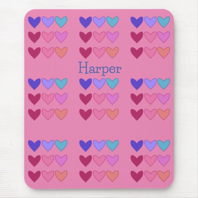 Pretty Pink& Colourful Hearts Women’s Mouse Pad (Front)