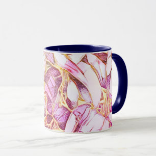 Pretty Pink Colours And Faux Gold Floral  Mug