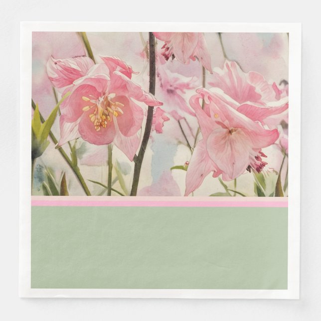 Pretty Pink Columbine - Paper Napkin (Front)