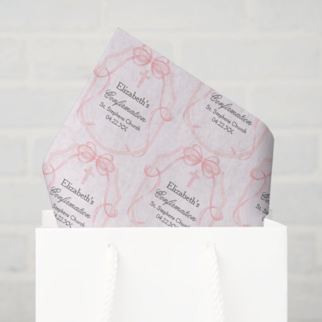 Pretty Pink Confirmation Party Personalised Tissue Paper (Gift Bag)