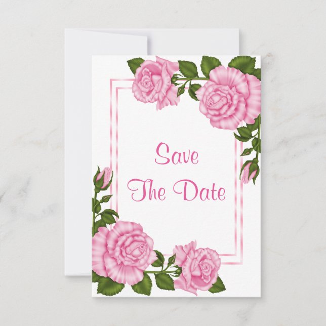 Pretty Pink Corner Bouquets 50th Save The Date (Front)