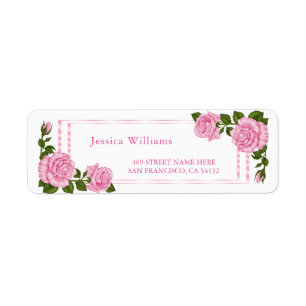 Pretty Pink Corner Bouquets Birthday Return Address Label