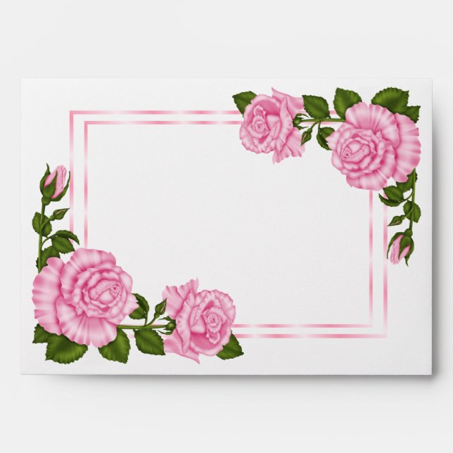 Pretty Pink Corner Bouquets Envelopes (Front)
