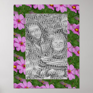 Pretty Pink Cosmos Flower Design Frame Photo Poster
