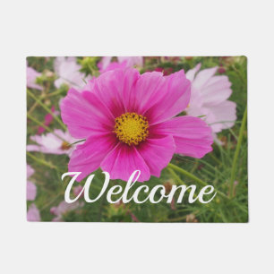 Pretty Pink Cosmos Flower Doormat