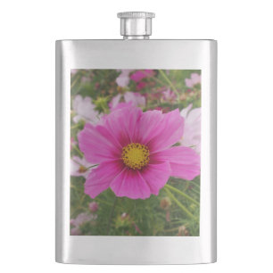 Pretty Pink Cosmos Flower Hip Flask