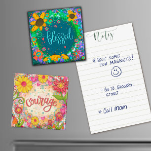 Pretty Pink Courage Floral Modern Inspirivity Magnet