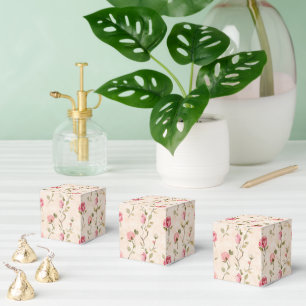 Pretty Pink Cream Roses Floral Bridal Shower Favour Box