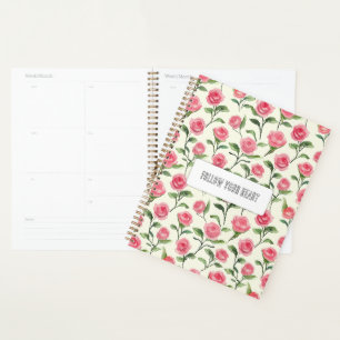 Pretty Pink Cream Roses Floral Planner