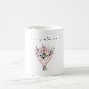 Pretty Pink Cream Roses Lavender Floral Love Coffee Mug