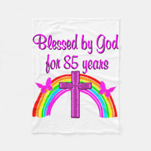 PRETTY PINK CROSS 85TH BIRTHDAY DESIGN FLEECE BLANKET