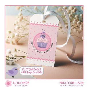 Pretty Pink Cupcake Customisable Birthday Gift Tags