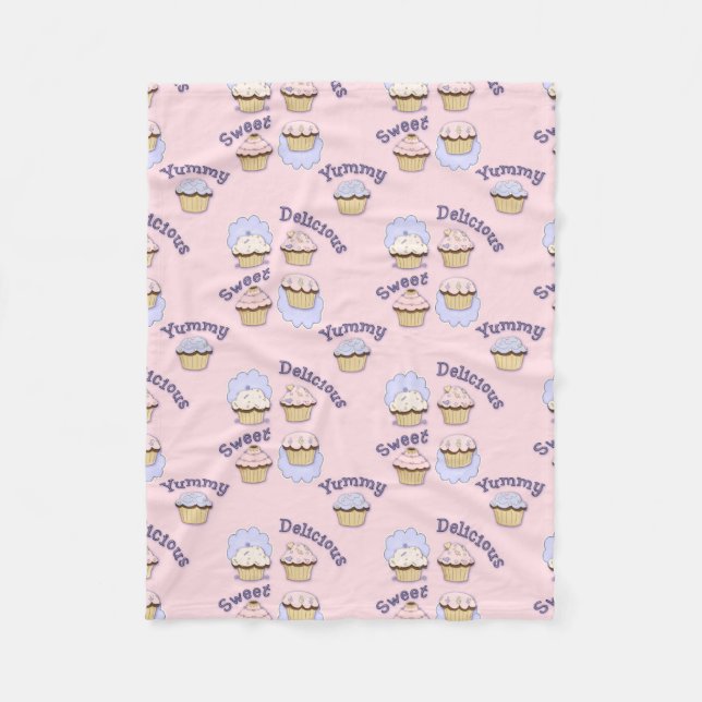 Pretty Pink Cupcakes Fleece Blanket (Front)