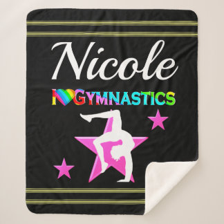 PRETTY PINK CUSTOMIZED GYMNASTICS DESIGN SHERPA BLANKET