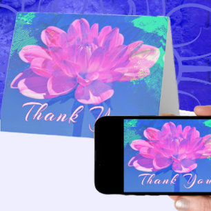 Pretty Pink Dahlia Bloom Thank You Card