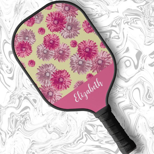 Pretty pink daisies floral style gift for mum pickleball paddle (Creator Uploaded)