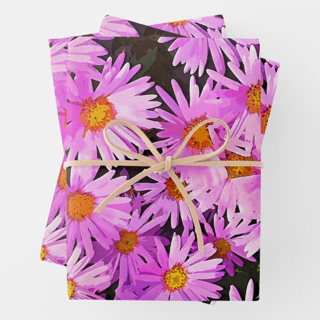 PRETTY PINK DAISIES WRAPPING PAPER SHEET (In situ)