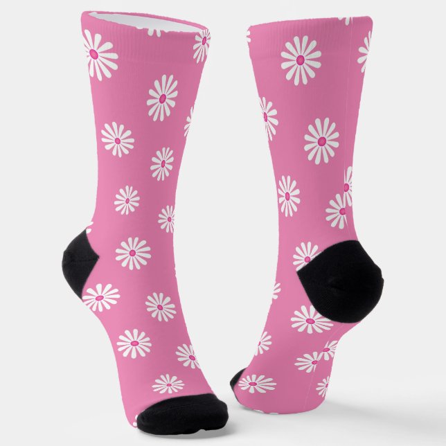 Pretty Pink daisiesCrew Socks (Angled)