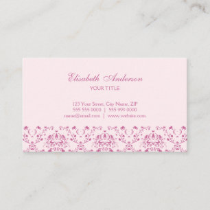 Pretty Pink Damask business card