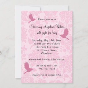 Pretty Pink Damask Invitation