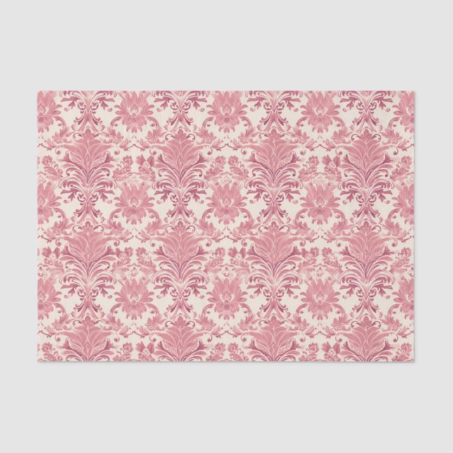 Pretty Pink Damask Ornamental Pattern Tissue Paper (Front)