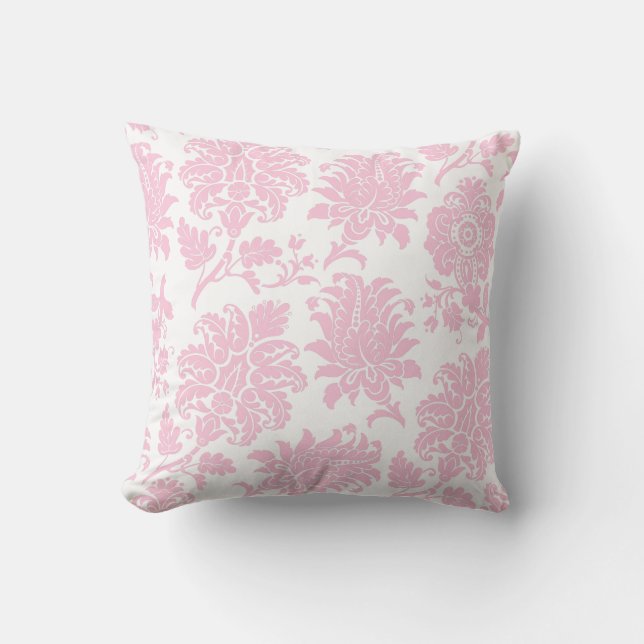 Pretty Pink Damask Pillow (Front)