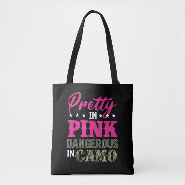 Pretty Pink Dangerous Camo Hunting Fishing Girl Tote Bag (Front)