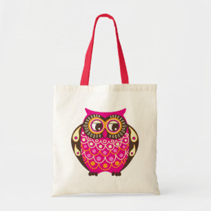 Pretty Pink Decorative Owl Tote Bags