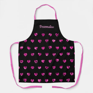 Pretty Pink Diamond Heart Gems Sparkle Girly  Apron