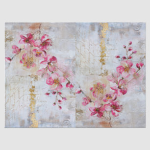 Pretty Pink Distressed Vintage Cherry Blossoms Tissue Paper