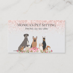 Pretty Pink Dog Sitting Day Care Grooming Business Card